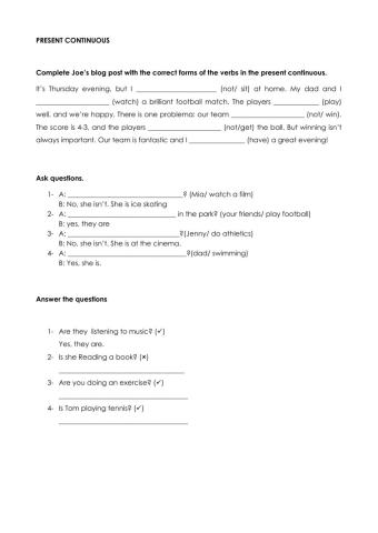 Present continuous exercises