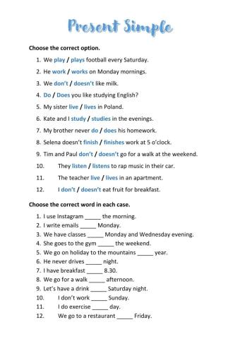 Present Simple and Time Phrases