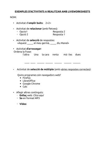 Exemples d'activitats