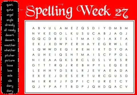 Spelling Week 27 Thursday Grade 4