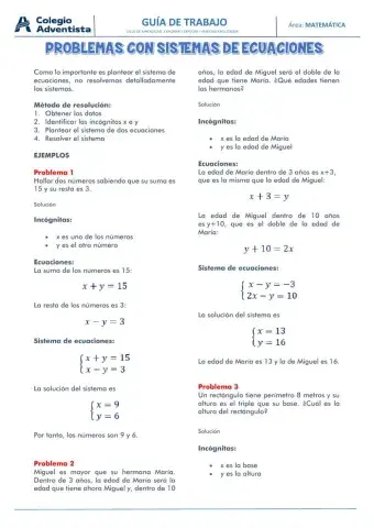 Problemas con sistemas de ecuaciones