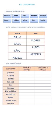 Los sustantivos - 1 DE SEPTIEMBRE