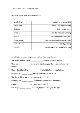 Inventions and discoveries Phrasals