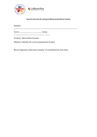 Prepositions of place