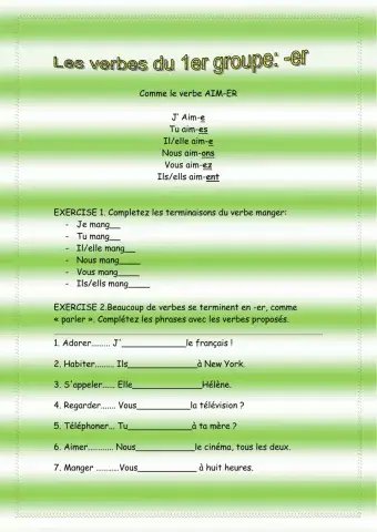 Les verbes en -er-au present