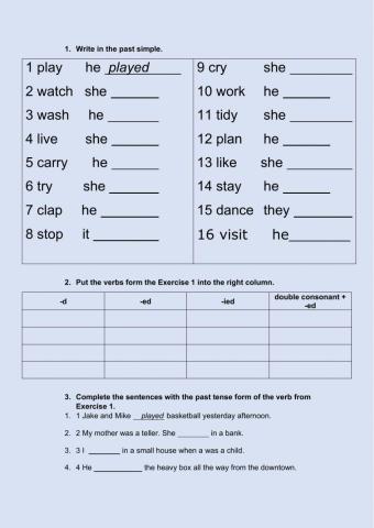 Simple past regular verbs