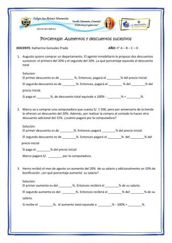 Porcentajes: Aumentos y descunetos sucesivos