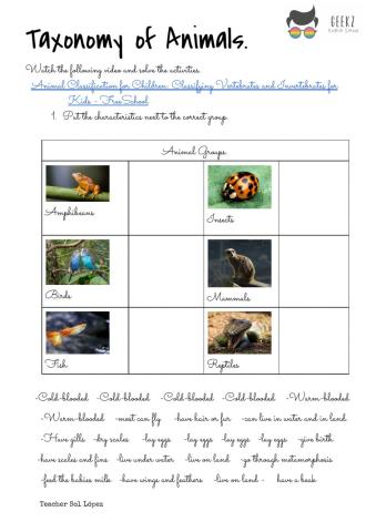 Taxonomy of animals