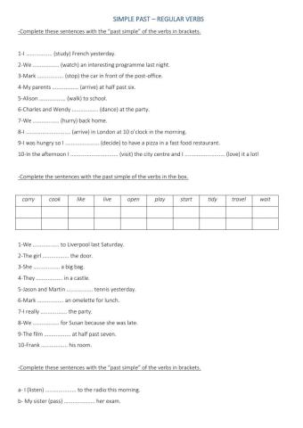 Simple Past Regular Verbs