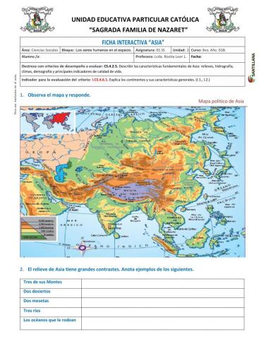 Ficha interactiva Asia