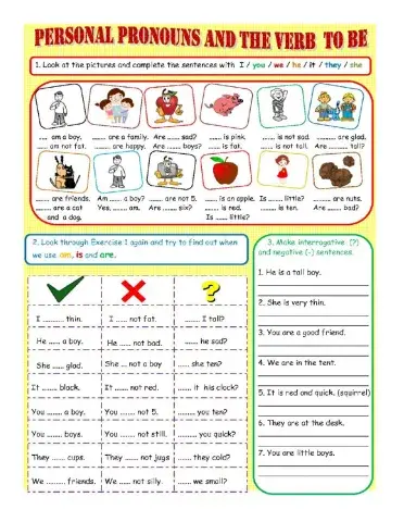 Personal pronouns and the verb to be
