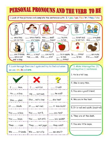 Personal pronouns and the verb to be