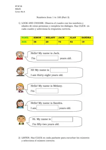 Numbers from 1 to 100 (Part 3)
