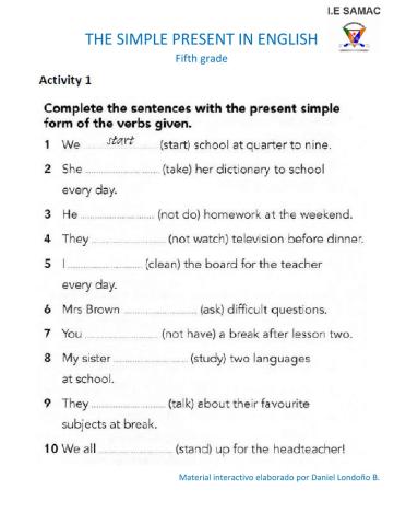 The simple present in english