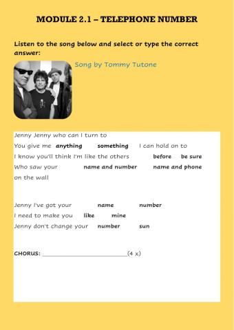 Numbers with Jenny by Tommy Tutone