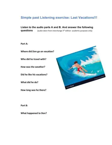 SImple past: last vacations