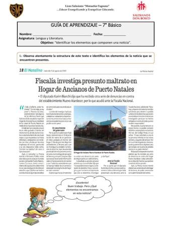 Guía de aprendizaje - Estructura de la noticia (7°)