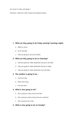 M1 What are you going to do