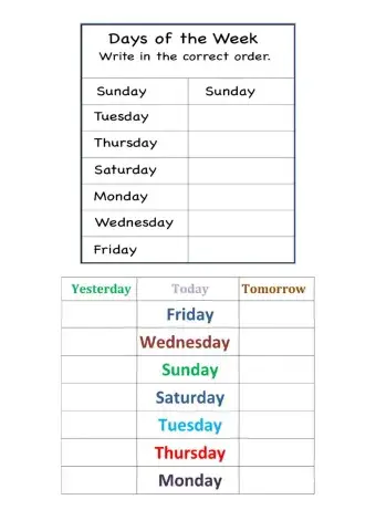 Days of the week