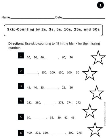 Skip Counting and Missing Numbers on Number Line