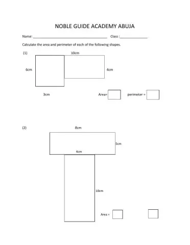 Worksheet on area and perimeter of compound shapes