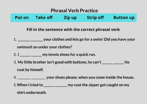 Clothing Phrasal Verbs Practice