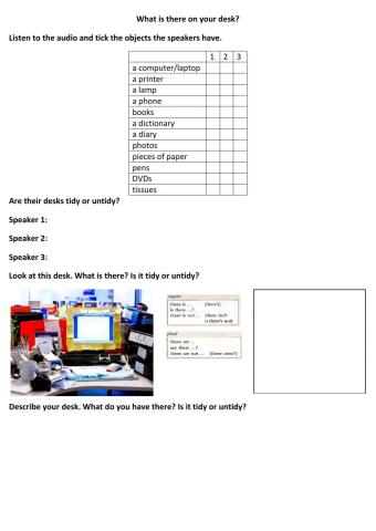 Describing object on the desk