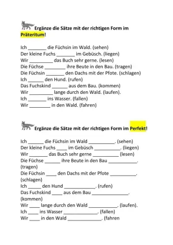 Präteritum und Perfekt (starke Verben)