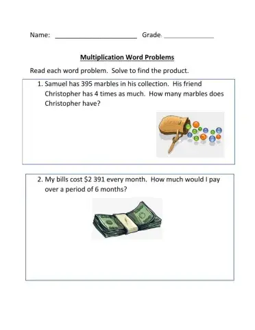 Multiplication Word Problems