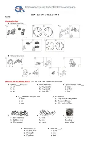 Level C: Quiz Unit 1