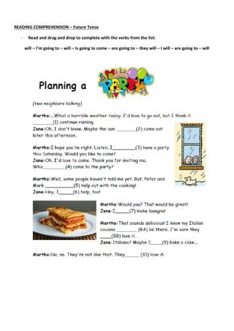 Reading comprehension - Future tense