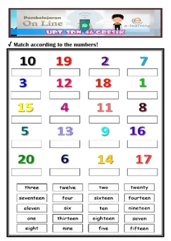 Match according to the numbers