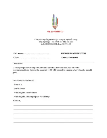 Lớp 9 - Unit 5 WONDERS OF VIET NAM-WRITING - Sách Mềm