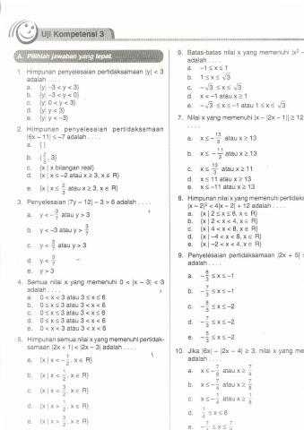 Pertidaksamaan nilai mutlak bentuk 1 dan 2