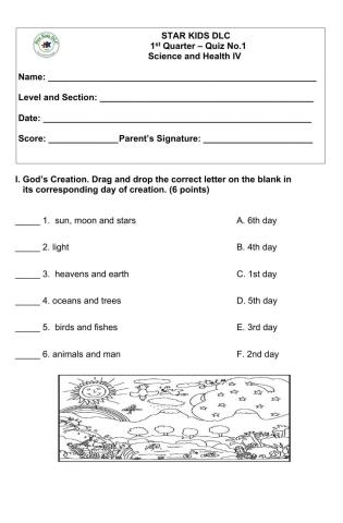 1st. Qtr. Quiz No. 1 Grade 4 - Science