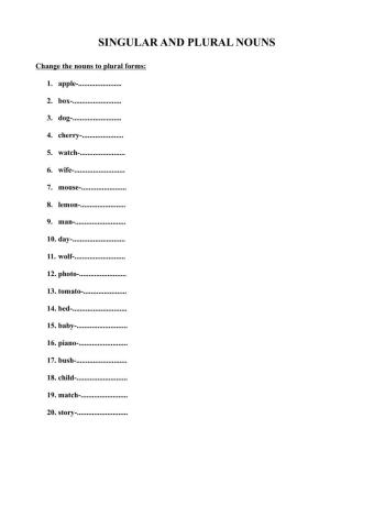 Singular and plural nouns