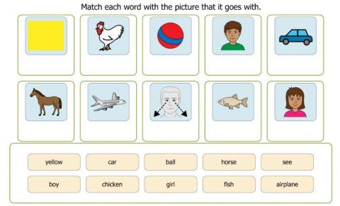 Reading and matching with pictures