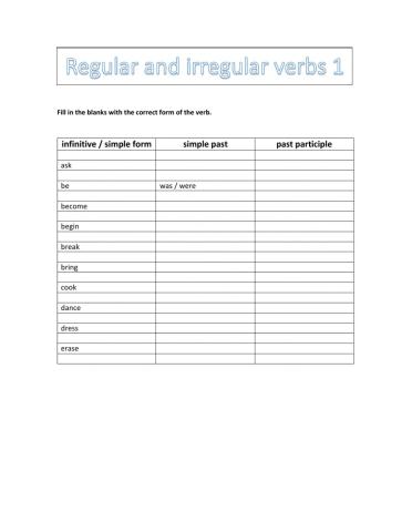 Regular and irregular verbs
