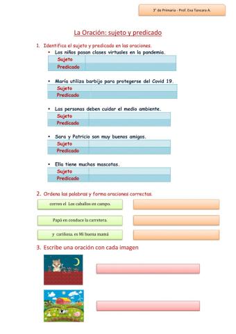 La Oración: Sujeto y predicado