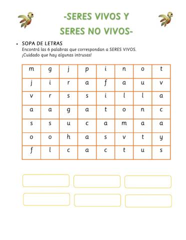 Seres vivos y seres no vivos