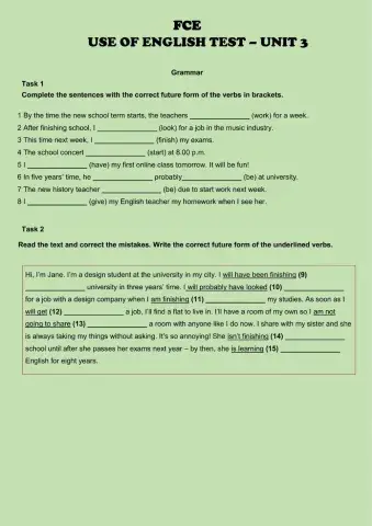 FCE Use of English Test - Unit 3