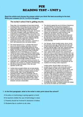 FCE Reading Test - Unit 3