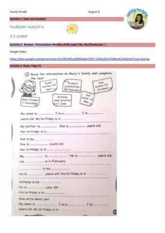 Cuarto grado agosto 6