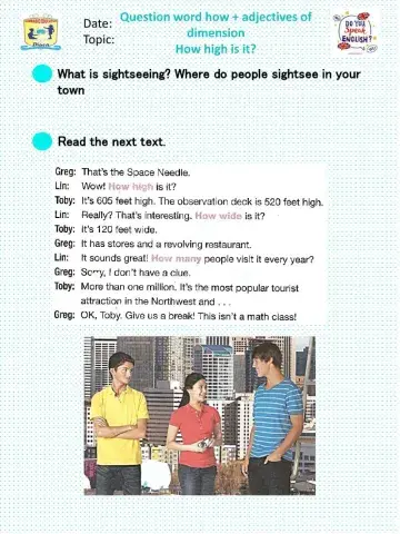 Question word how adjectives of dimension 1