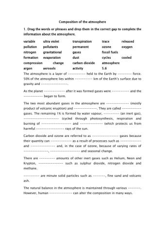 Composition of the atmosphere