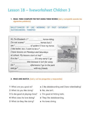 Children 3 lesson 18 liveworksheet