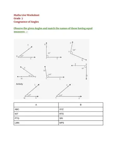 Congruence of Angles