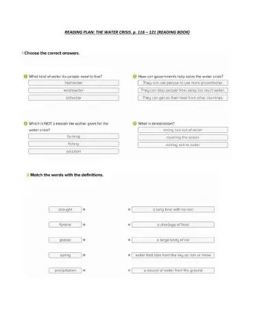 READING PLAN The water crisis 6th