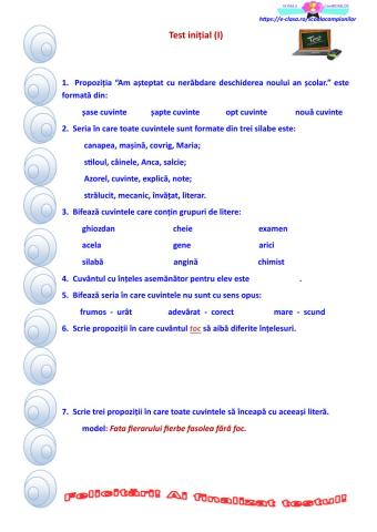 Test de evaluare inițială (I)
