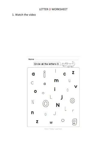 Letter O worksheet